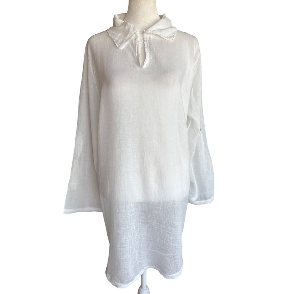Scandal Italy Lightweight Sheer Linen Tunic‎ Cover Up M/L Lagonlook Hand-dyed